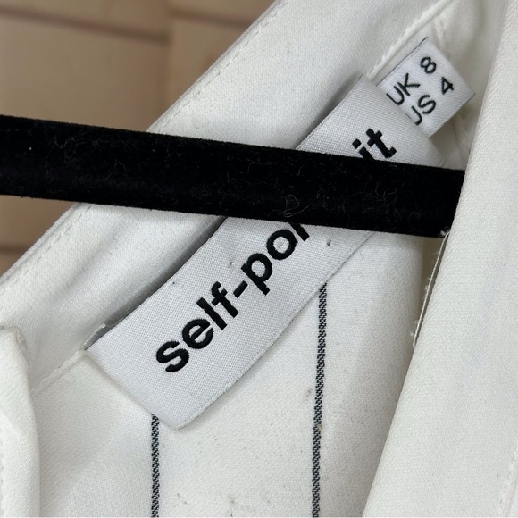 Self Portrait Mono Striped Ruffle Cold Shoulder Top Size 4 - Picture 14 of 16